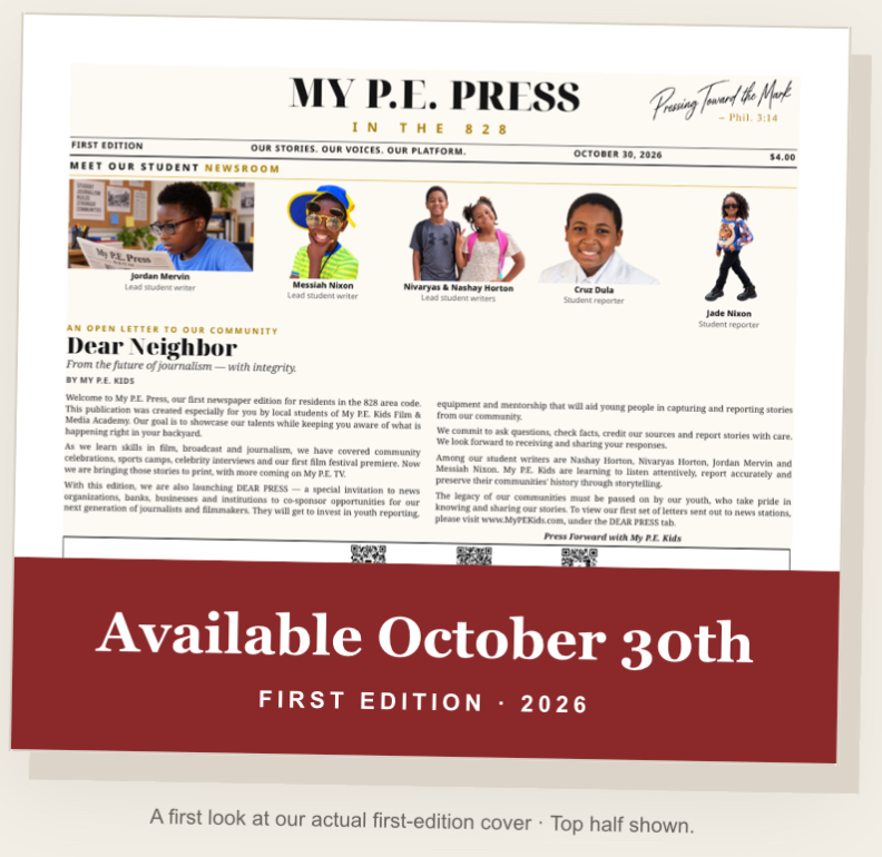 My P.E. Press first-edition announcement with the student newsroom and a red banner reading Available October 30th